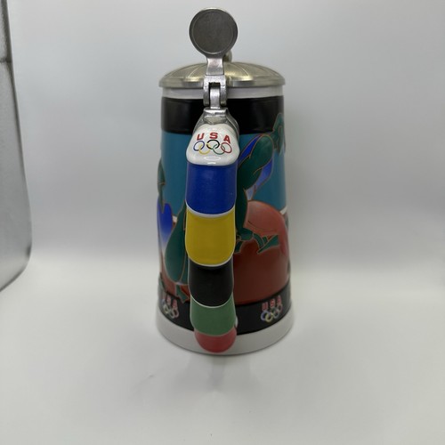 1996 Atlanta Olympics Beer Stein With Torch Lid Gymnastics Anheuser Busch - Picture 3 of 7