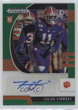 2020 Panini Prizm Draft Picks Rookies Green Isaiah Simmons #154 Auto bp8