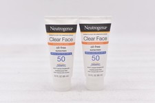 Lot of 2 Neutrogena Clear Face Oil-Free Sunscreen Lotion SPF 50 3oz Exp: 07/27