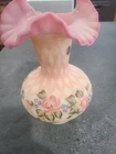 Fenton Burmese Diamond Optic Vase 10 1/2 Inches Tall