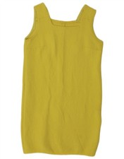 VINTAGE Womens Sleeveless Shift Dress UK 12 Medium Yellow AG16