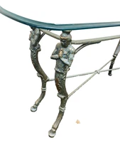 65667  Figural Glass Top Decorator Sofa Table