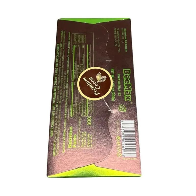Beemax Matcha Strawberry Cream Chocolate Bar - Premium Imported Milk Chocolate F