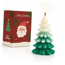 White Green Candle Gift Frosted Pine Scented Holiday Candles for Christmas Tree