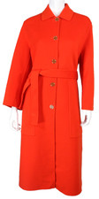 HERMES Persimmon Orange Cashmere Double-Face Belted Long Coat 34