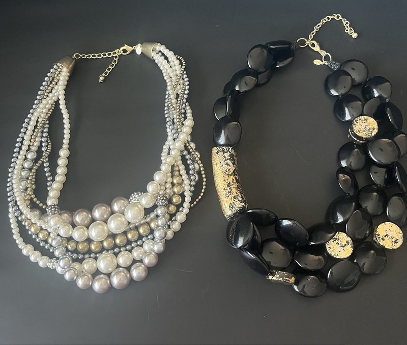 2 Vintage Chico’s Statement Multi strand Necklaces Designer Marked Lot Of 2