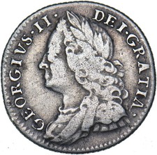 1758 Sixpence - George II British Silver Coin