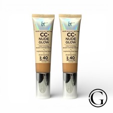 2 PACK IT Cosmetics CC+ Nude Glow Serum Coverage Foundation MEDIUM 1.06OZ 02/26