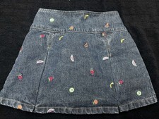 Gymboree C ALOHA WAHINE Vintage Embroidered PINEAPPLES Denim Skirt skort 5 girl