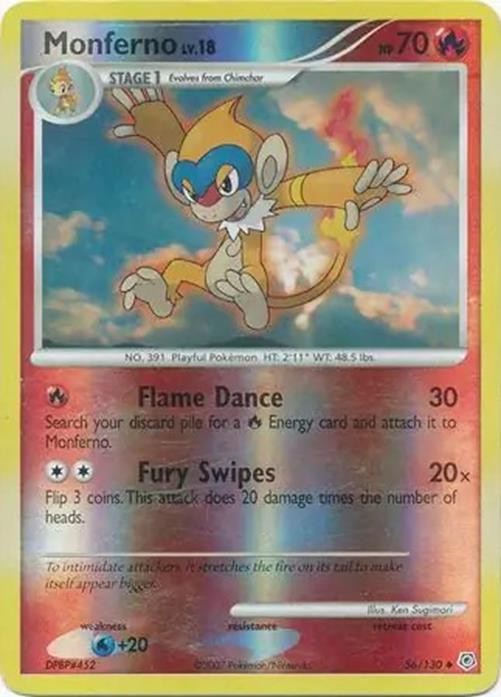 Monferno - 56/130 - Pokemon Diamond & Pearl Reverse Holo Rare LP