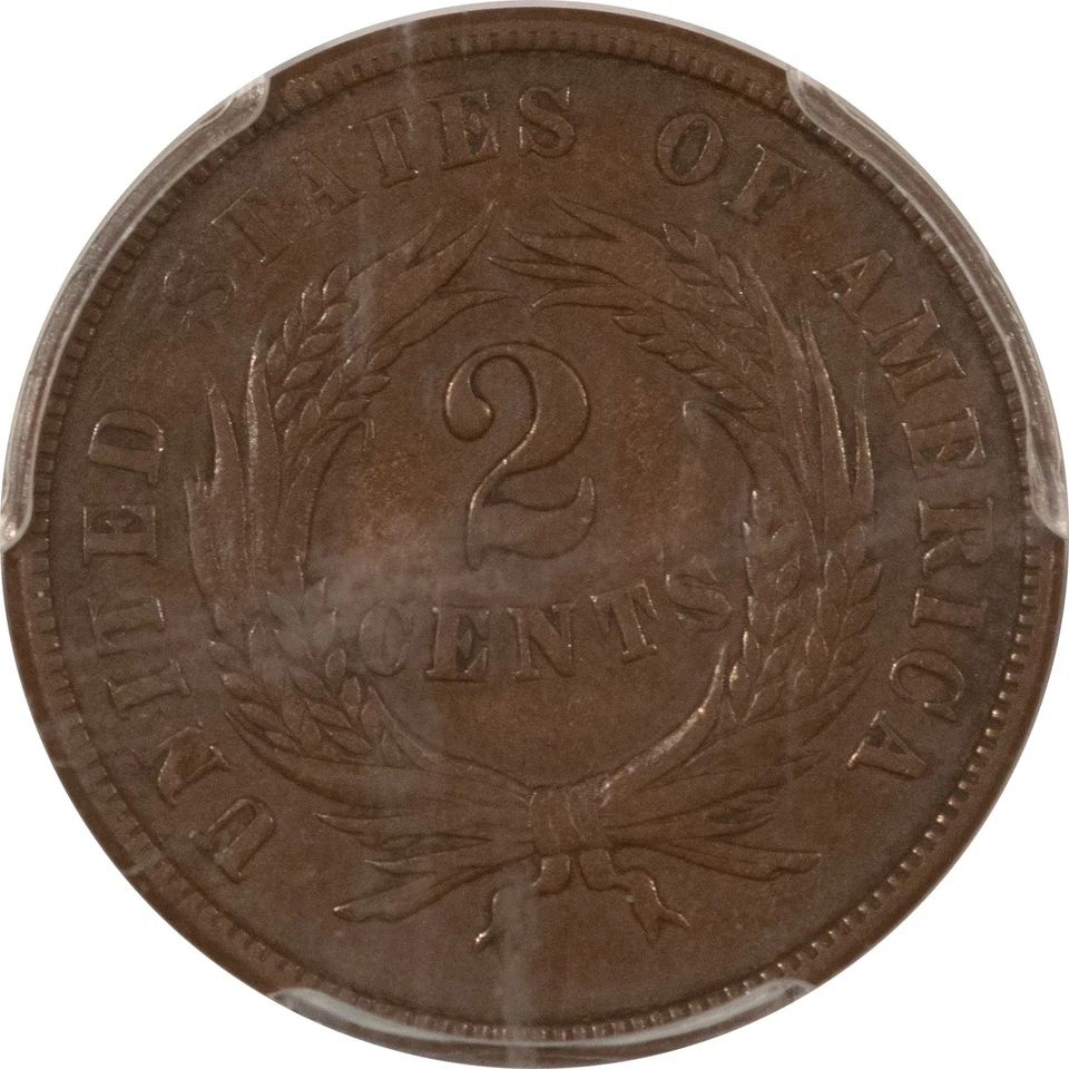 1864 TWO CENT PIECE, LARGE MOTTO - PCGS VF-35, NICE CIRC! - Image 3 of 3