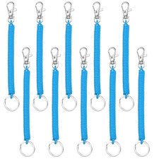 Retractable Coil Springs Keychain, 10 Pcs Spiral Cord Coil Keychain, Sky Blue