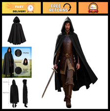 Men's Medieval Velvet Hooded Cloak - Renaissance Costume Cape for Halloween  Ev