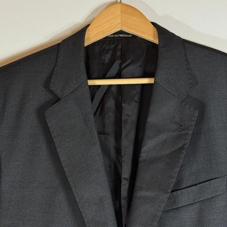 NEW Emporio Armani Mens 56 Long EU 46 US G Line Super 130s Gray Blazer Jacket - Image 3 of 4