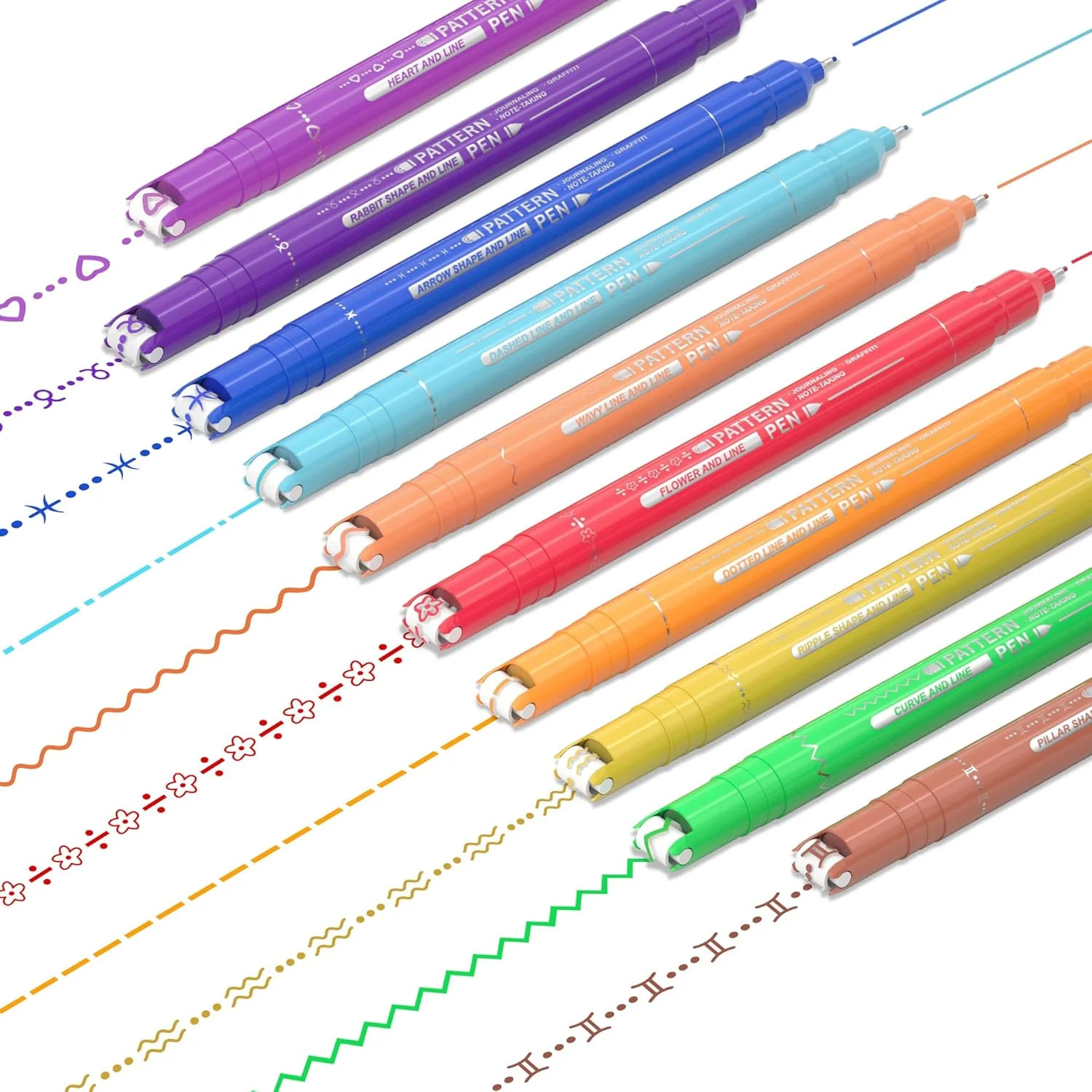 Pens Set, 10 Different Shapes Dual Tip Markers, Cool