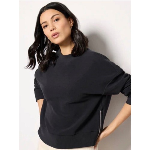 Eton, VARLEY Eton Sweat Peached Sweatshirt Mock Neck Zipper Detail Black XSmall