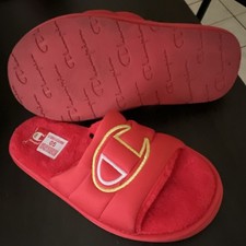 Champion Plush Core Slide Slippers Scarlet White Gold Logo US Size 5