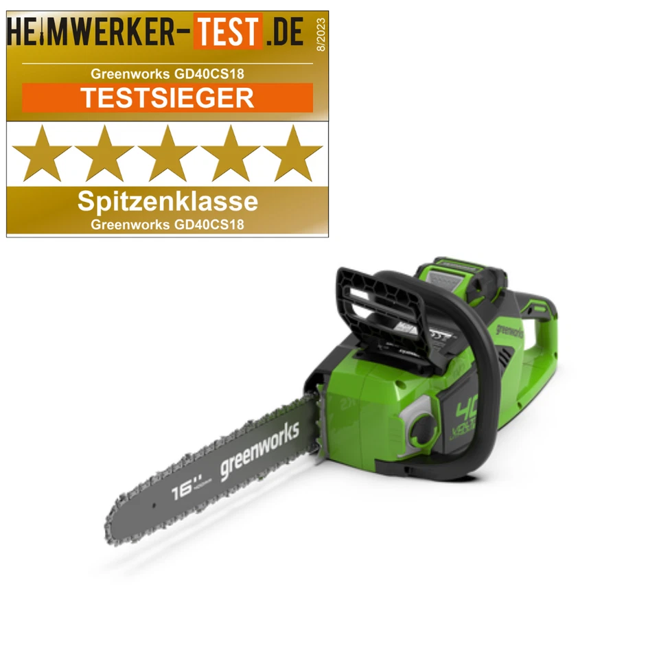 Greenworks GD40CS18K4 Akku Kettensäge 40V 40cm 1,8kW mit 4Ah Akku & Ladegerät - Bild 2 von 4