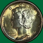 1945-S Micro S Mercury Dime Uncirculated UNC Coin, Cleaning #41773