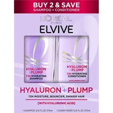 L'Oreal Paris Elvive Hyaluron Plump Hydrating Shampoo & Conditioner Set, Fresh