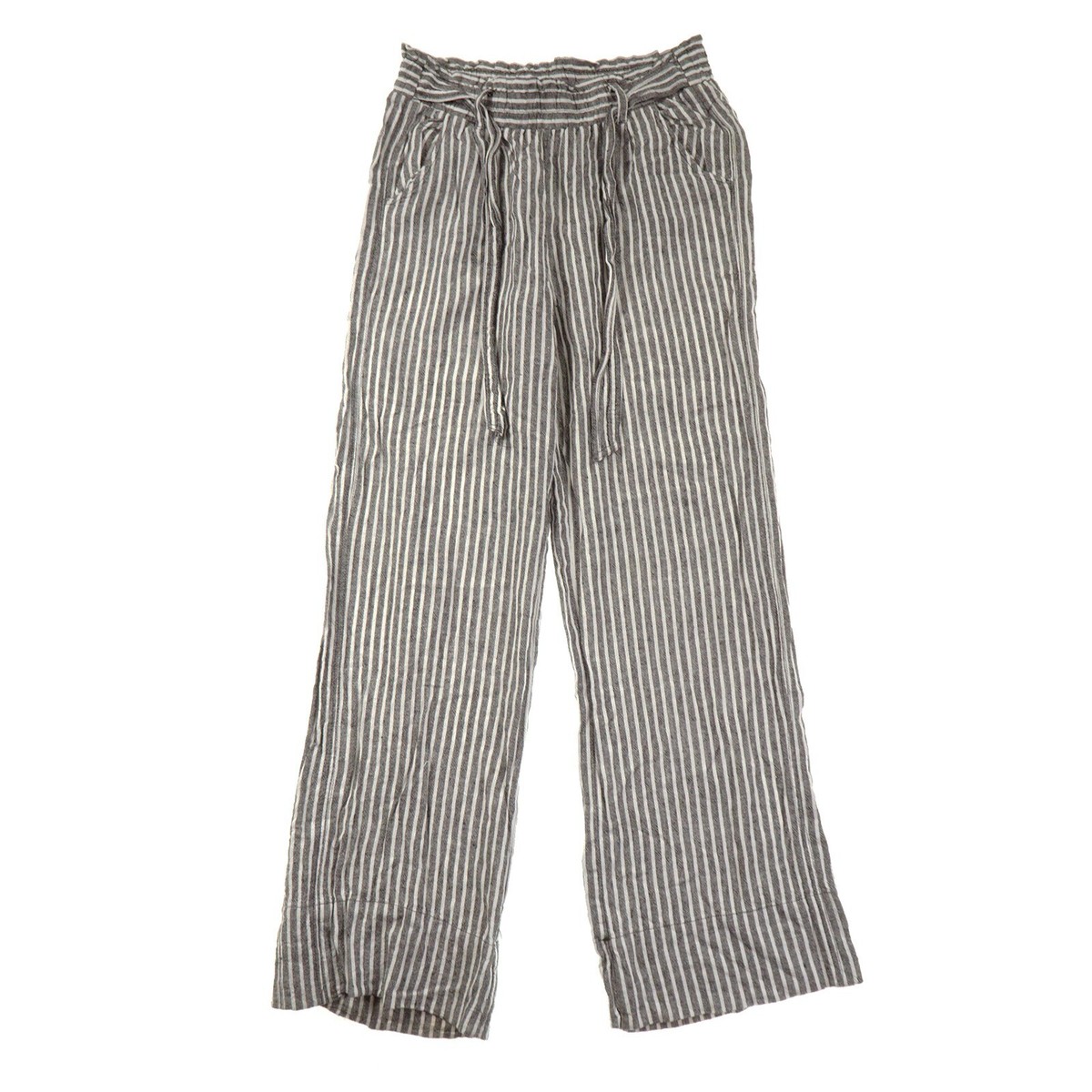 Jolt Black White Striped Wide-Leg Pants Womens Medium M Pull On