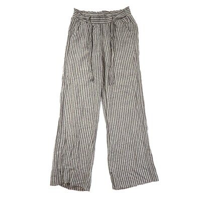 Jolt Black White Striped Wide-Leg Pants Womens Medium M Pull On