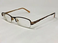 LIPSTICK “GO GREEN 47” Eyeglasses Frame Half Rimless 47-16-135 Brown/Gold NF27