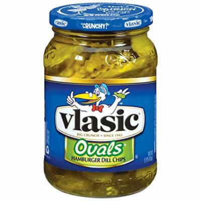 Vlasic Ovals Hamburger Dill Pickle Chips, Keto Friendly, 16 fl oz [12-Jars]