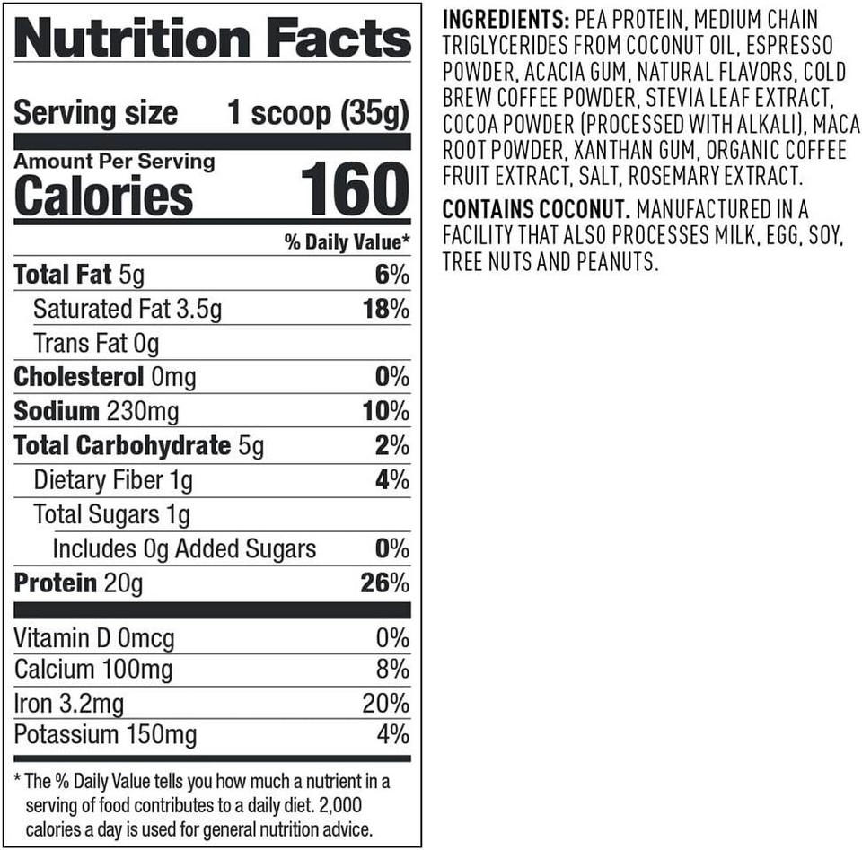 Vega Cold Brew Coffee Protein Powder Vegan, Keto, MCT, GF, DF, SF, NonGMO eBay