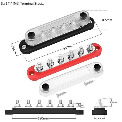 Car Terminal Block Tool Copper 12V 150A DC Power Distribution Negative Bus Bar-- - Picture 20 of 20