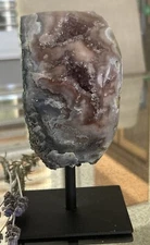 Pink Amethyst Druzy Filled Spiritual Decorative Crystal Slab W.Stand RARE