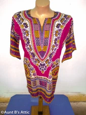 Dashiki Shirt Short Sleeve Colorful Cotton African Cultural Clothing W/ Pockets