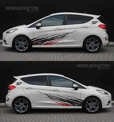 ERREINGE Sticker compatibile per FORD FIESTA DOWN OUT DUB JDM TUNING BIANCO Adesivo prespaziato in PVC per Auto Lunotto Finestrino - cm 30
