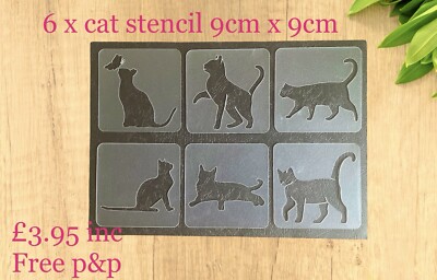 6er Pack Katze Schablone Kätzchen Schablonen zum Bemalen von Wänden Möbel 9cm Quadrat
