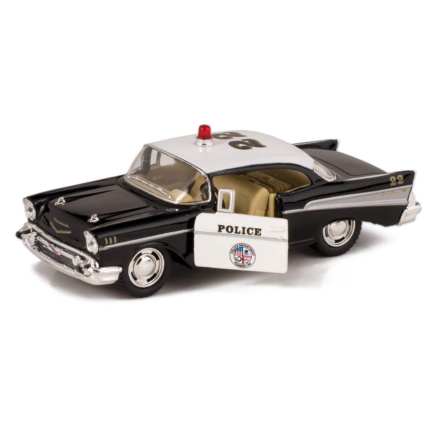 1957 Bel Air Die Cast Police Car Toy with Pull Back Action 1