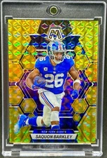 SAQUON BARKLEY RARE GOLD MOSAIC  REFRACTOR INVESTMENT CARD SSP EAGLES MINT