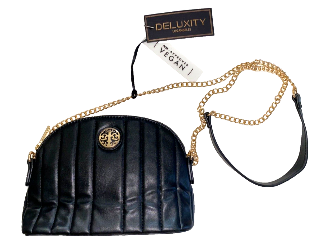 Deluxity Los Angeles Vegan Women Black Crossbody Handbag 