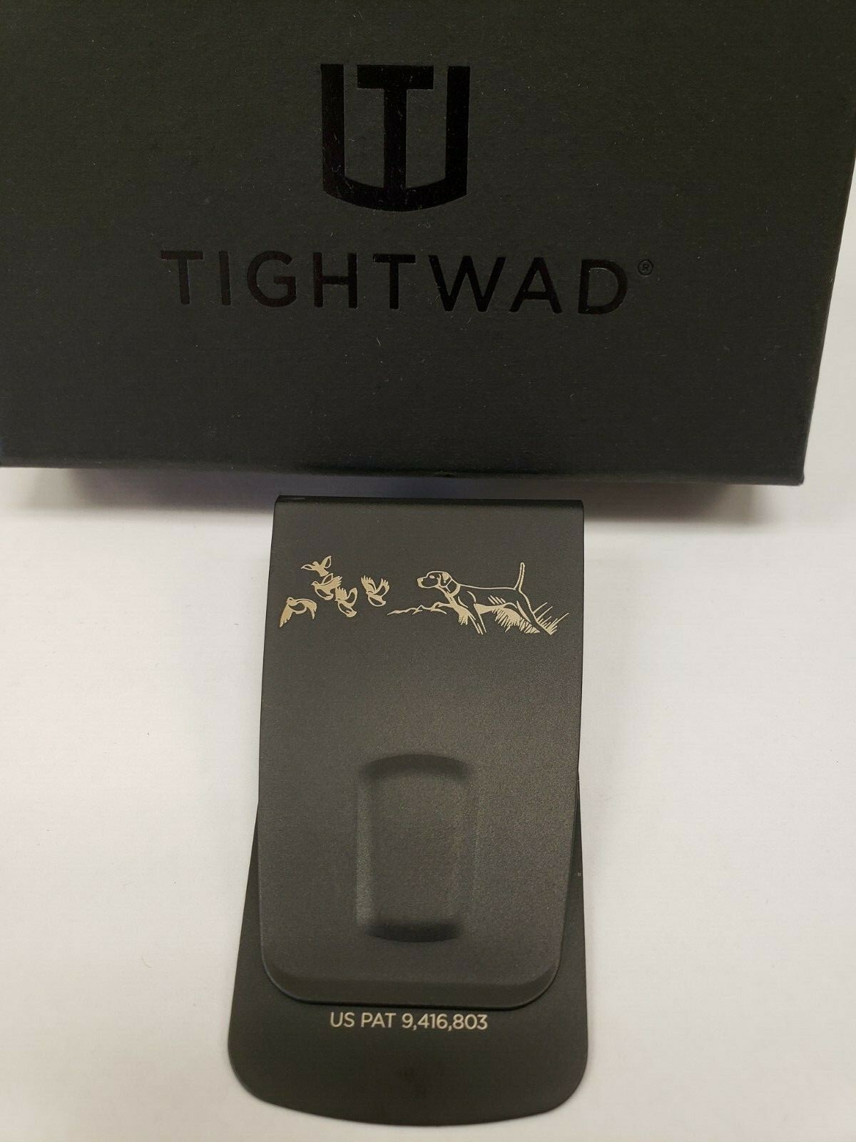 Black Hunting Dog Etched Tightwad Money Clip-image