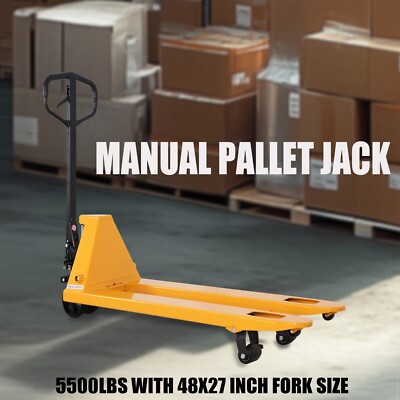APOLLOLIFT Manual Pallet Jack 5500lbs Cap. 27''W x 48''L Forks Hand Pallet Truck