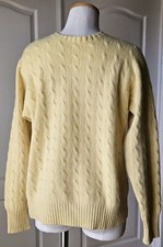 Polo Ralph Lauren Size 42 100 Cashmere Yellow Crewneck Cable Knit Sweater