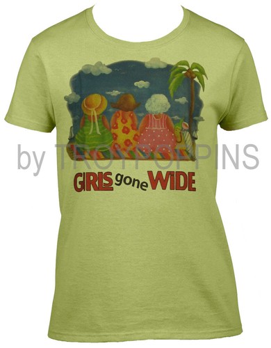 1-SEÑORA WEAR-GIRLS GONE WIDE SR. CITIZENS ON PLAYA VIAJE GRÁFICO IMPRESO CAMISETA - Imagen 5 de 7