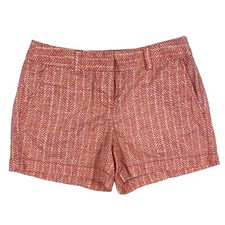 Ann Taylor LOFT 4" Short Pink Orange Geometric Herringbone Chino Sz 00 Cotton