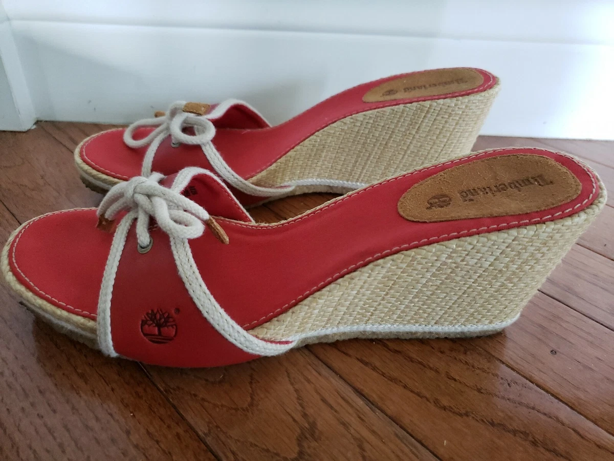 Red and sales white timberlands women's