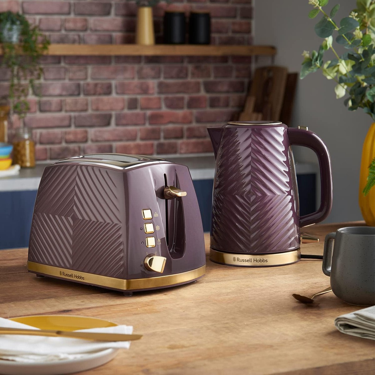 Kettle Set Russell Hobbs Black And Rose Gold Kettle And Toaster