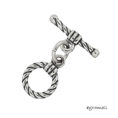 Antique Sterling Silver Rope Circle Toggle Clasp #97893