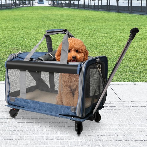 LUCKYERMORE Pet Carrier Portable Cat Dog Stroller Airline Approved w