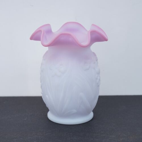 Fenton blau burmesisch Narzissen Vase Sonderbestellung 1999 Vintage rosa lila Ombre - Bild 2 von 13