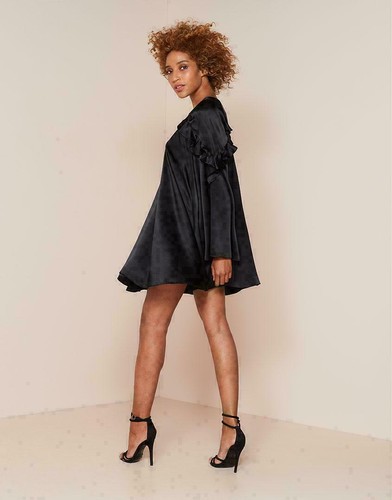AGENT PROVOCATEUR STUNNING GIFT BOXED BLACK MAY 100% SILK BABYDOLL UK 8 BNWT - Picture 2 of 6