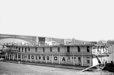 A Riverboat Anchored at Levee, St. Louis, Missouri - 1939 - Vintage Photo Print