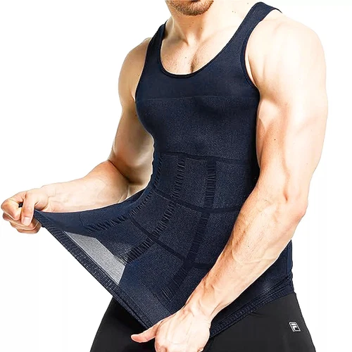 T-shirt canotta da uomo body shaper ventre compressione petto cintura - Foto 18 di 29